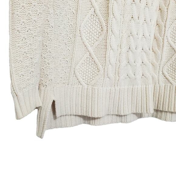 BDG | Elbow Patch Cable Knit Fisherman Soft Cream Sweater - Picture 6 of 9